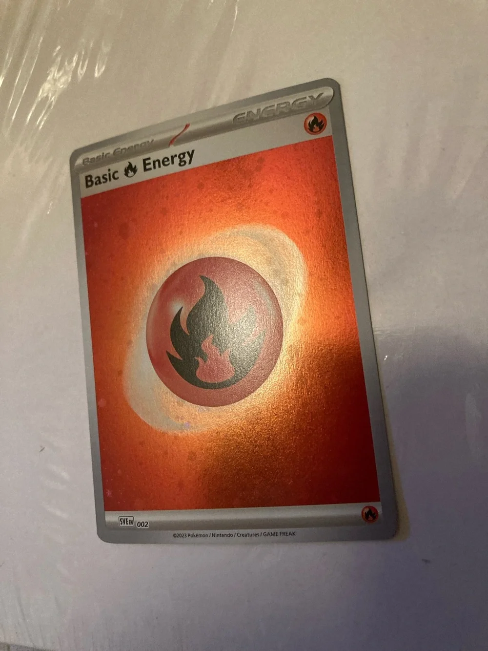 Pokemon Fire Energy Holo Card - Red